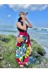 Hand Painted Floral Sarong in Maroon color